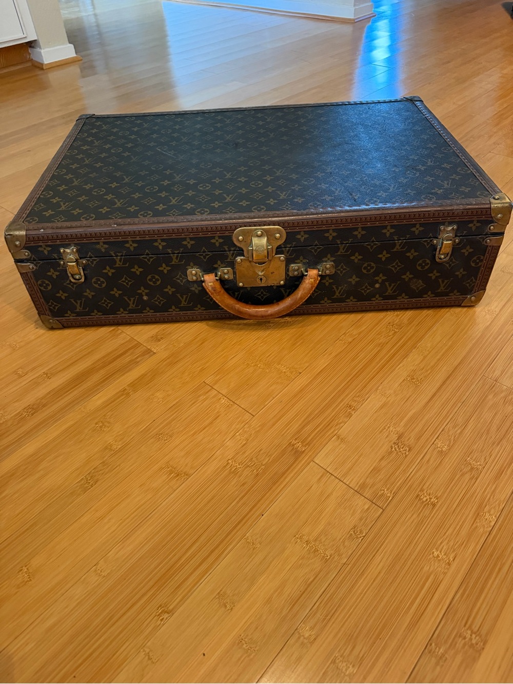 Louis Vuitton Bisten 70 Monogram Canvas Travel Trunk in Dark Brown and Tan